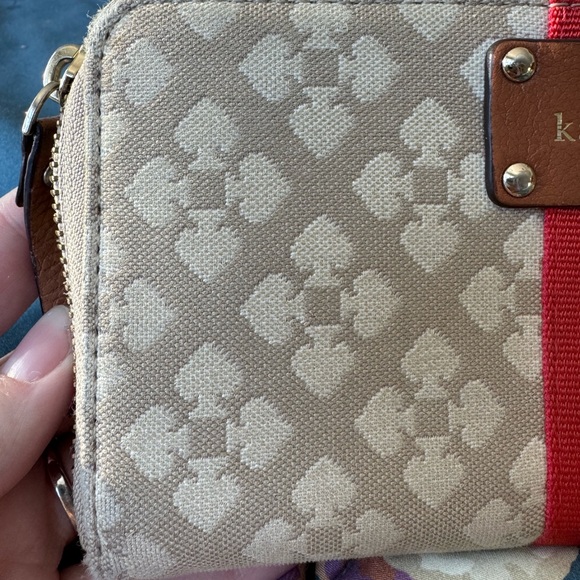 Kate Spade Tan Clutch Wallet with Red and Purple Stripe - Picture 3 of 6
